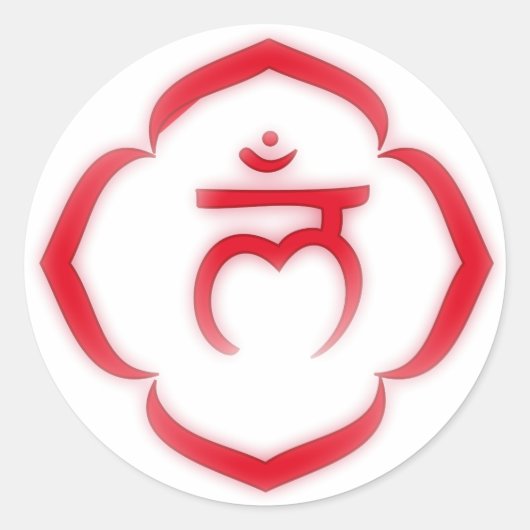 "Stenciled" Root Chakra - Muladhara Ronde Sticker (Voorkant)