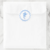 "Stenciled" Throat Chakra - Light Blue Ronde Sticker (Tas)