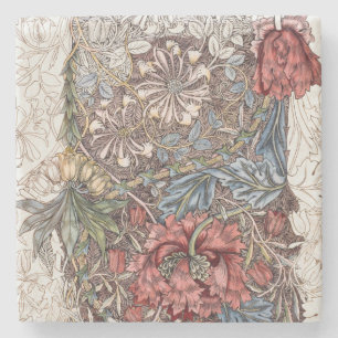 STENEN BIERVILTJES: WILLIAM MORRIS : WILD TULIP ONDERZETTER