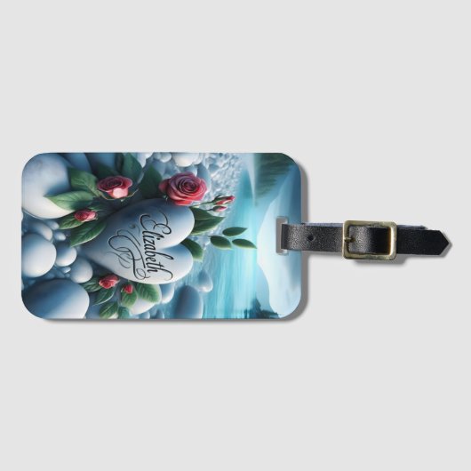 Stenen hart bij het meer bagagelabel (Voorkant (horizontaal))