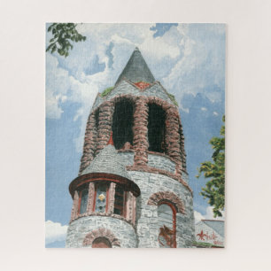Stenen kerktoren legpuzzel