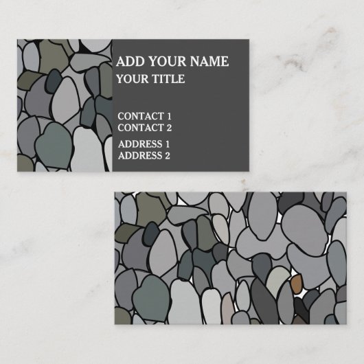 Stenen kiezelstenen visitekaartje (Voorkant / Achterkant)