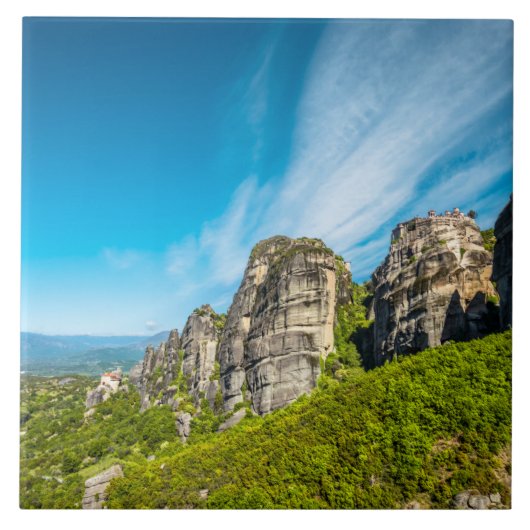 stenen kloosters van Meteora, Griekenland Tegeltje (Voorkant)