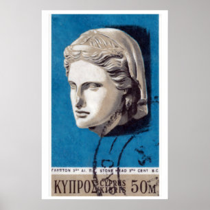 Stenen Kop Beeldhouwwerk Luciferdoosje Kunstprint, Poster