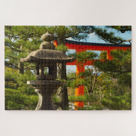Stenen lantaarn en Torii-poort Legpuzzel (Horizontaal)