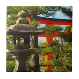 Stenen lantaarn en Torii-poort Tegeltje