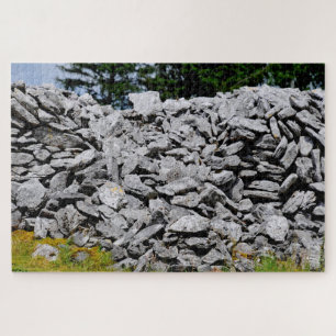 Stenen muren Inisheer Araneilanden Galway Ierland. Legpuzzel