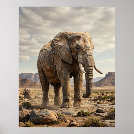 Stenen Olifant Oude Vlaktes Poster (Voorkant)