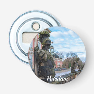 Stenen ridderbeelden bij paleis in Potsdam Button Flesopener