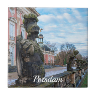 Stenen ridderbeelden bij paleis in Potsdam Tegeltje