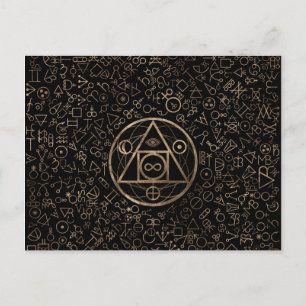 Stenen symbool van de filosoof Alchemisch patroon Feestdagenkaart