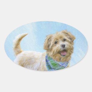 Stenen van traditionele terrierschildering - Oorsp Ovale Sticker