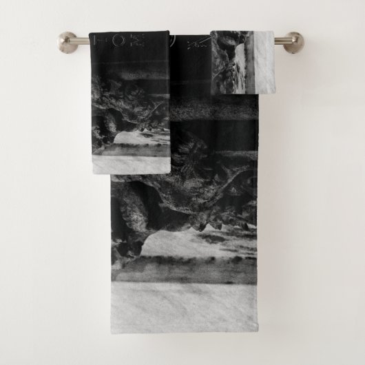 Stenen vleugels schedel bad handdoek (Insitu)