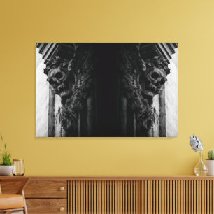 Stenen vleugels schedel canvas afdruk