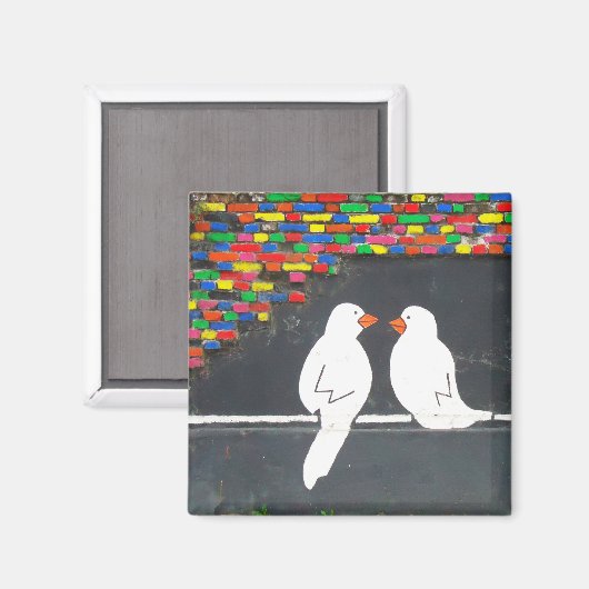 stenen vogelmuur : graffiti - muur magneet (Voorkant / Achterkant)
