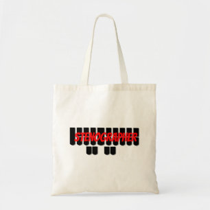 Steno-toetsen voor rode en zwarte stembanden tote bag