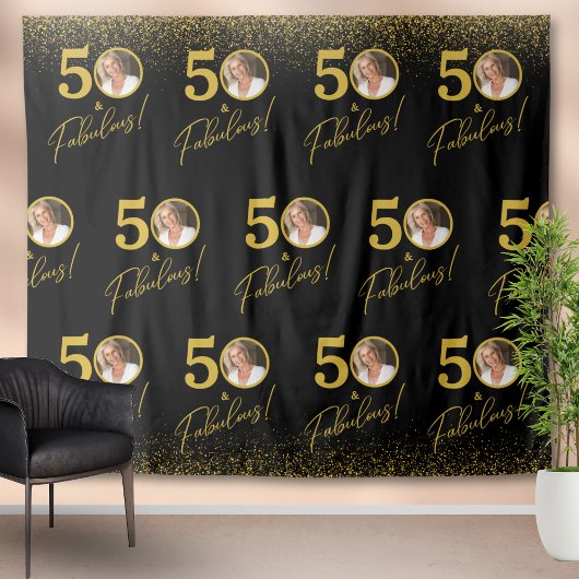Step and Repeat Fabulous Birthday Photo Backdrop Wandkleed
