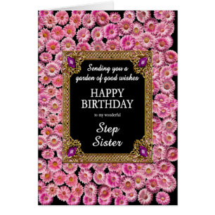 Step Sister Verjaardag Roze Daisies