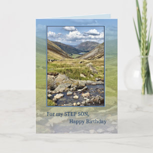 Step Son Verjaardag met een berglandschap Kaart