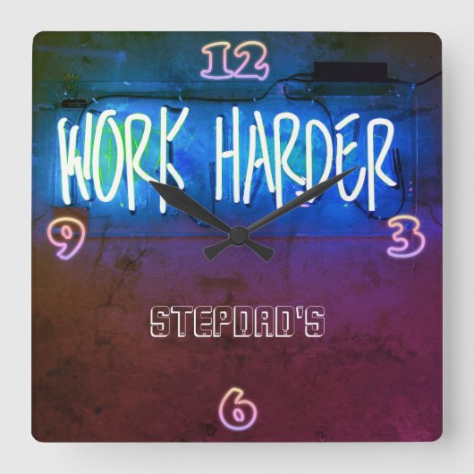 STEPDAD Mancave Bar Den Clock Neon Vierkante Klok (Voorkant)