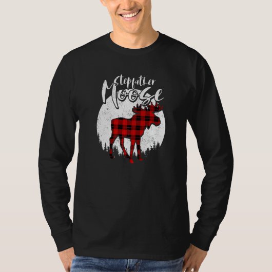 Stepfather Moose Red Plaid Buffalo Matching Family T-shirt (Voorkant)