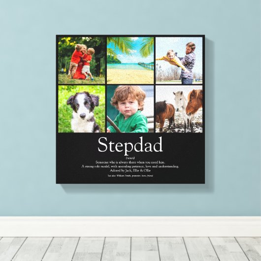 Stepfather Stepdad Definition 6 Photo Fun Black Canvas Afdruk (Insitu (Houten vloer))