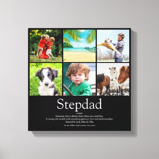 Stepfather Stepdad Definition 6 Photo Fun Black Canvas Afdruk (Voorkant)