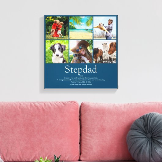 Stepfather, Stepdad Definition 6 Photo Fun Blue Canvas Afdruk (Insitu (Woonkamer))