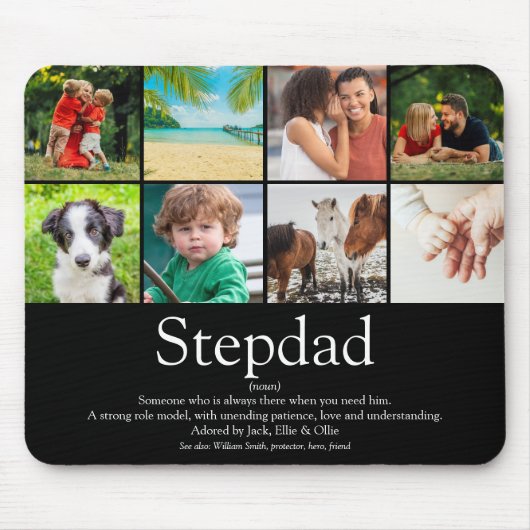 Stepfather Stepdad Definition 8 Photo Fun Black Muismat (Voorkant)