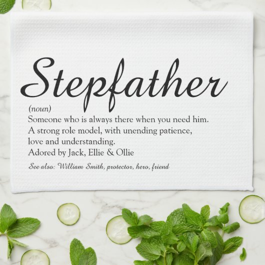 Stepfather, Stepdad Definition Elegant Script Theedoek (Gevouwen)