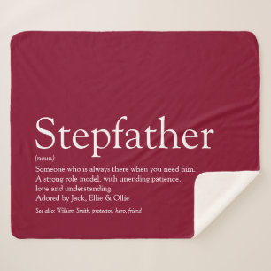 Stepfather, Stepdad Definition Fun Modern Burgundy Sherpa Deken