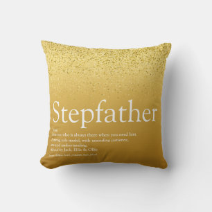 Stepfather, Stepdad Definition Gold Glitter Kussen