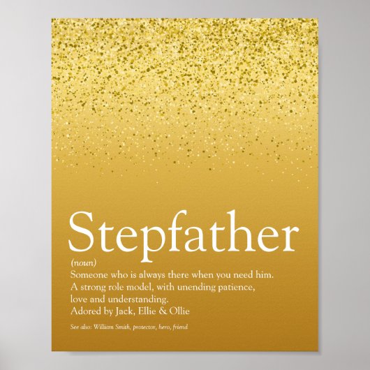 Stepfather, Stepdad Definition Gold Glitter Poster (Voorkant)