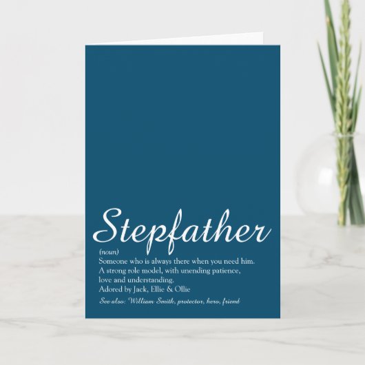 Stepfather Stepdad Definition Script Blue Fun Kaart (Voorkant)