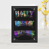 Stéphanie - Nom en lumière carte de voeux (Photo) (Fleur jaune)