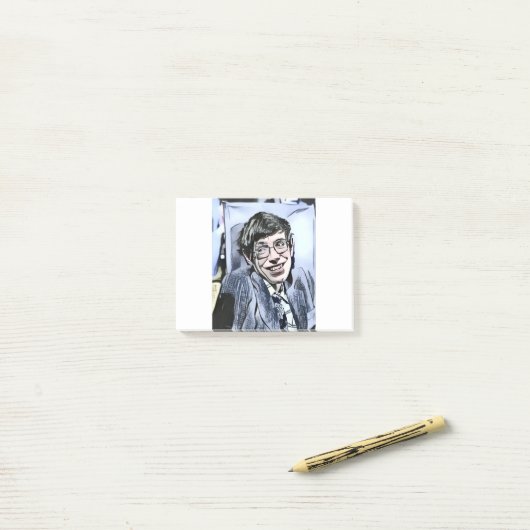 Stephen Hawking foto. Post-it® Notes (Op bureau)