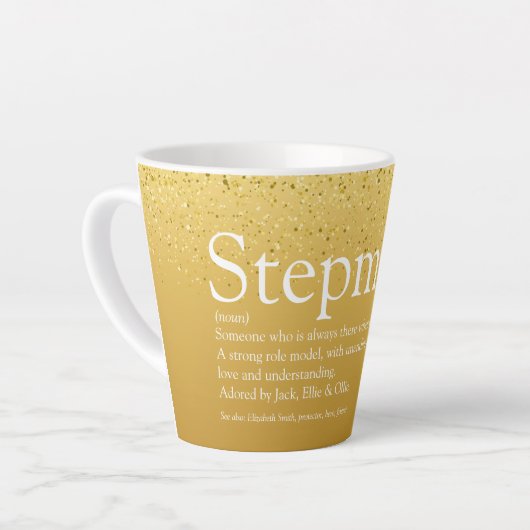 Stepmama Stepmoeder Definition Gold Glitter Latte Mok (Linkerhoek)