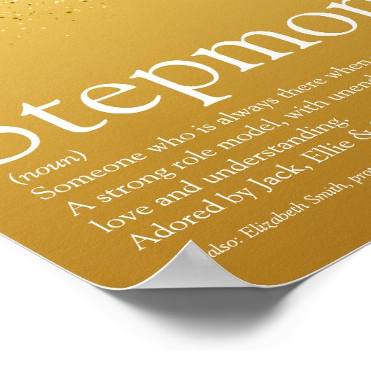 Stepmama, Stepmoeder Definition Gold Glitter Poster (Hoek)