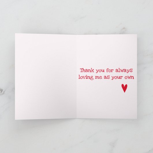 Stepmoeder "Dank je" | Rood hart Kaart (Binnen)