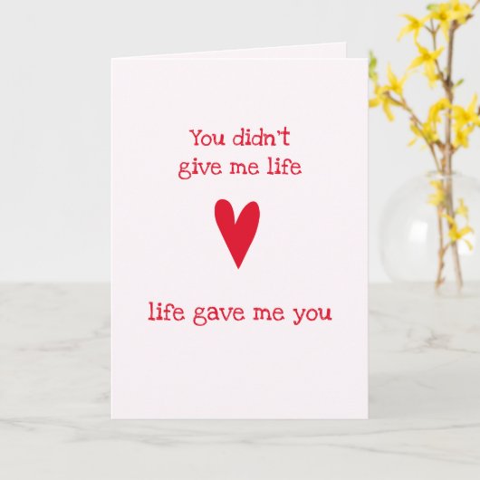 Stepmoeder "Dank je" | Rood hart Kaart (Gele Bloem)