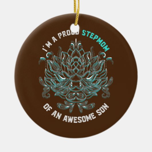 Stepmoeder Son Moederdag Bonus Mama Floral Keramisch Ornament (Voorkant)