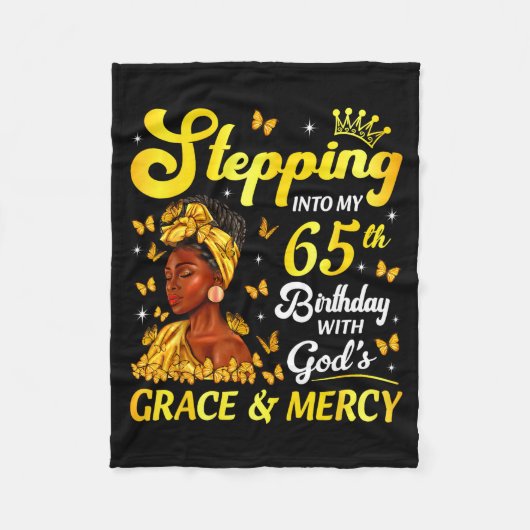 Stepng Into My 65th Birthday Christian Afro Women Fleece Deken (Voorkant)