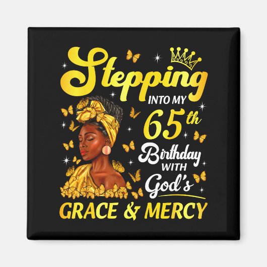 Stepng Into My 65th Birthday Christian Afro Women Magneet (Voorkant)