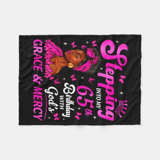 Stepng Into My 65th Birthday Christian Bday Women Fleece Deken (Voorkant (Horizontaal))