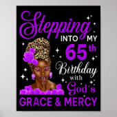 Stepng Into My 65th Birthday Headwrap Black Woman Poster (Voorkant)