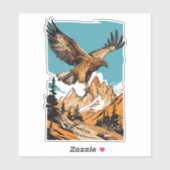 STEPPEE EAGLE OVER HET ALMATY GEBERGTE KAZACHSTAN STICKER (Vel)