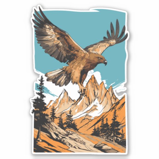 STEPPEE EAGLE OVER HET ALMATY GEBERGTE KAZACHSTAN STICKER (Voorkant)