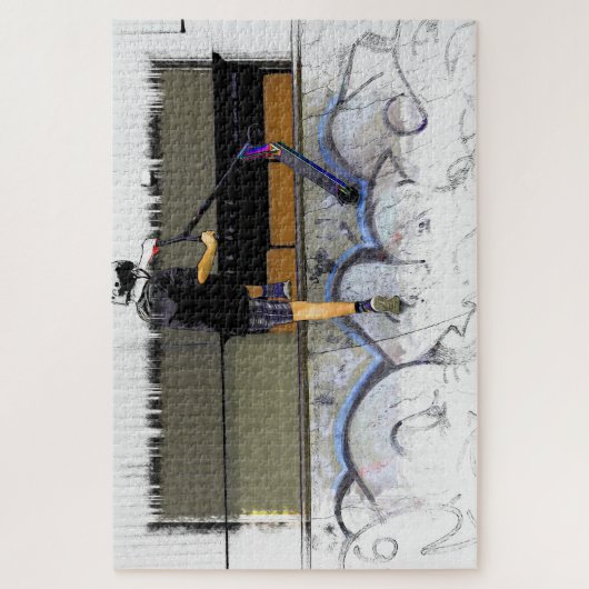 Steppin' It - Stunt Scooter Rider Jigsaw Puzzle (Vertical)