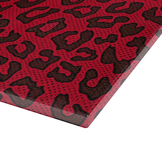 Steppled Cranberry Red Leopard Print Snijplank (Hoek)