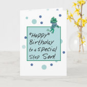 Stepson Frog in Jeans, Birthday, Polka Dots Kaart (Gele Bloem)
